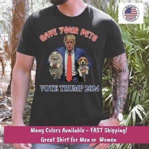 Funny Trump 2024 Animal Lover Cat Dog Meme Unisex Graphic T-Shirt